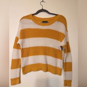 American Eagle Outfitters Mustard and White Striped Sweater